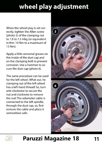 wheel play adjustment