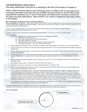 Camshaft Break-In Instructions (GB)