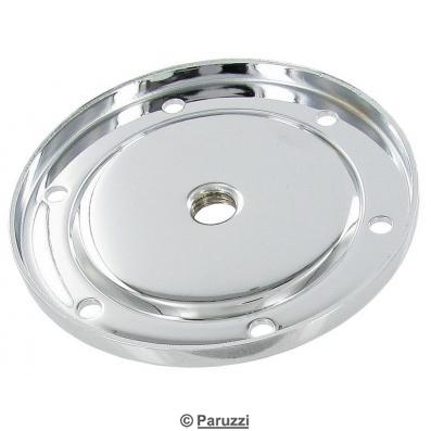 Sump plate with oil drain plug hole chrome