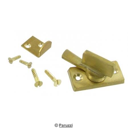 Brass cupboard door closure including catch