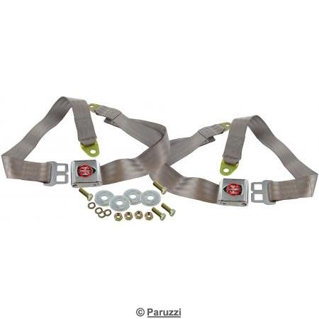 Ceinture de scurit grise 2 points avec sigle Wolfsburg, la paire
