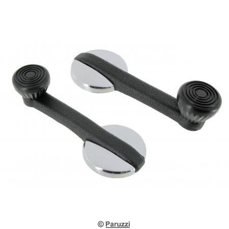 Window winders black with chrome (per pair)