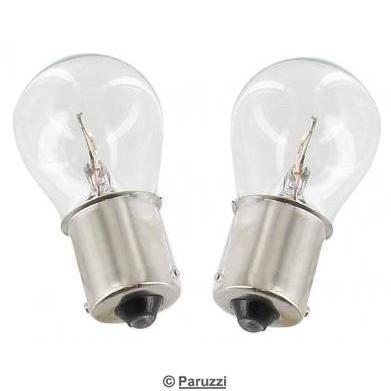 Turn indicator, tail- reversing- ambulance og nummerskilt light bulb 6V clear (per pair)