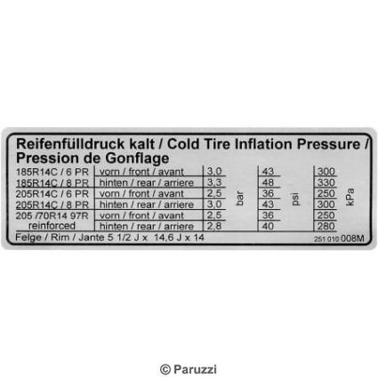 Autocolante da presso dos pneus
