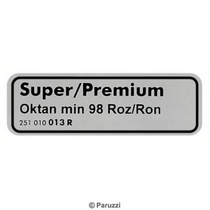 Sticker `Super Premium 98 roz/ron` fuel