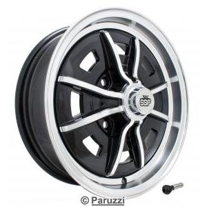 Sprintstar velg aluminium gepolijst/hoogglans zwart (per stuk)
