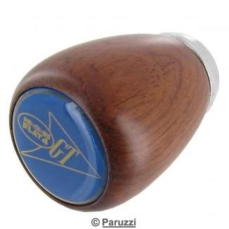 Rosewood shift knob with `FLAT 4 GT` emblem